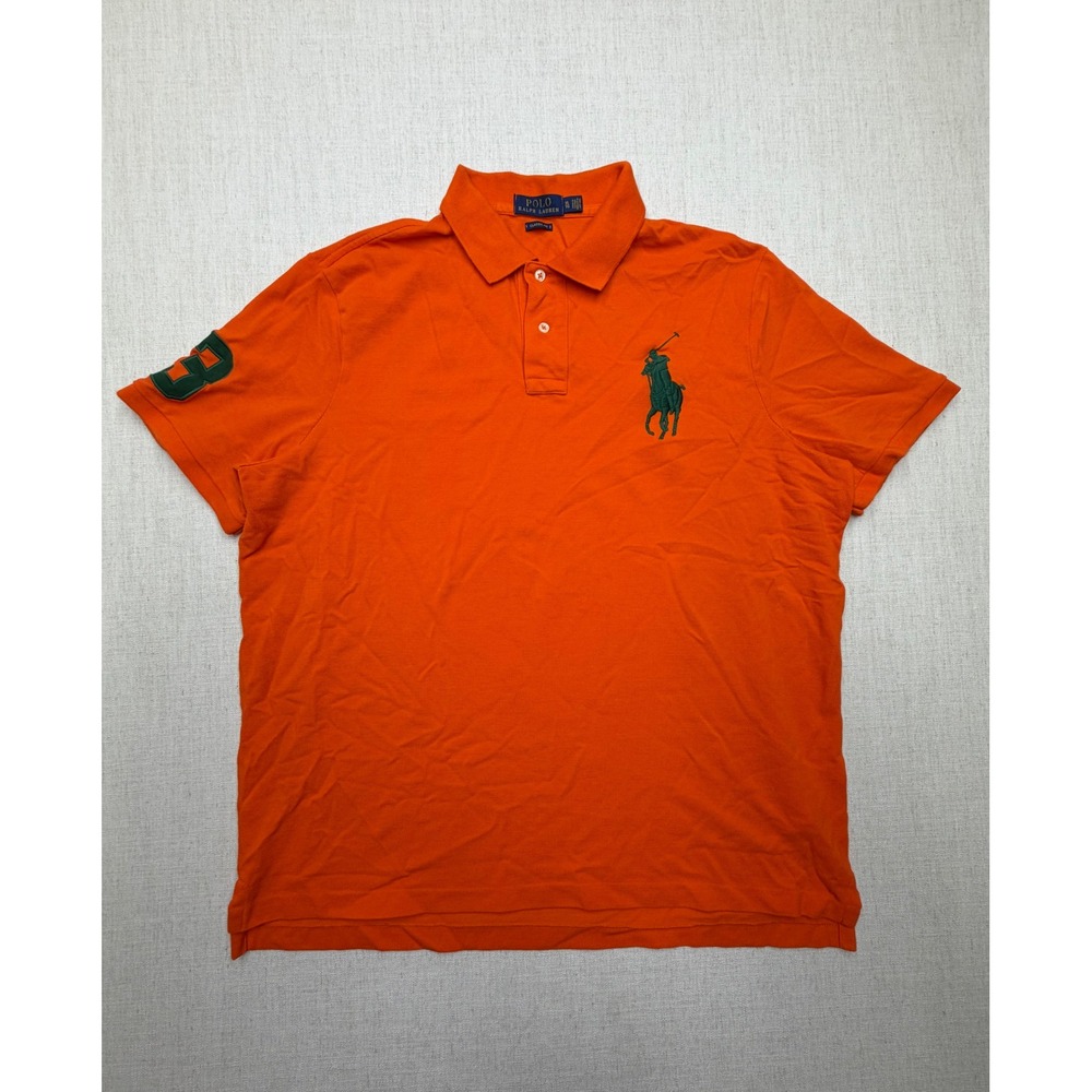 Polo Ralph Lauren Mens XL Orange Big Pony Short Sleeve Classic Fit Polo Shirt